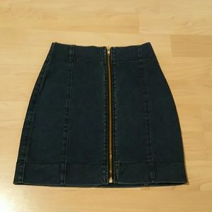 (NEW) PAPER s123 Dark Blue Zipper Mini Denim Skirt